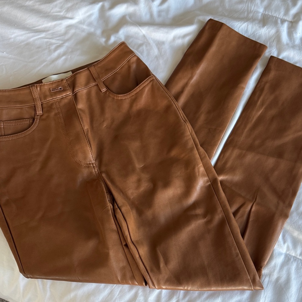 Aritzia Wilfred brown leather pants